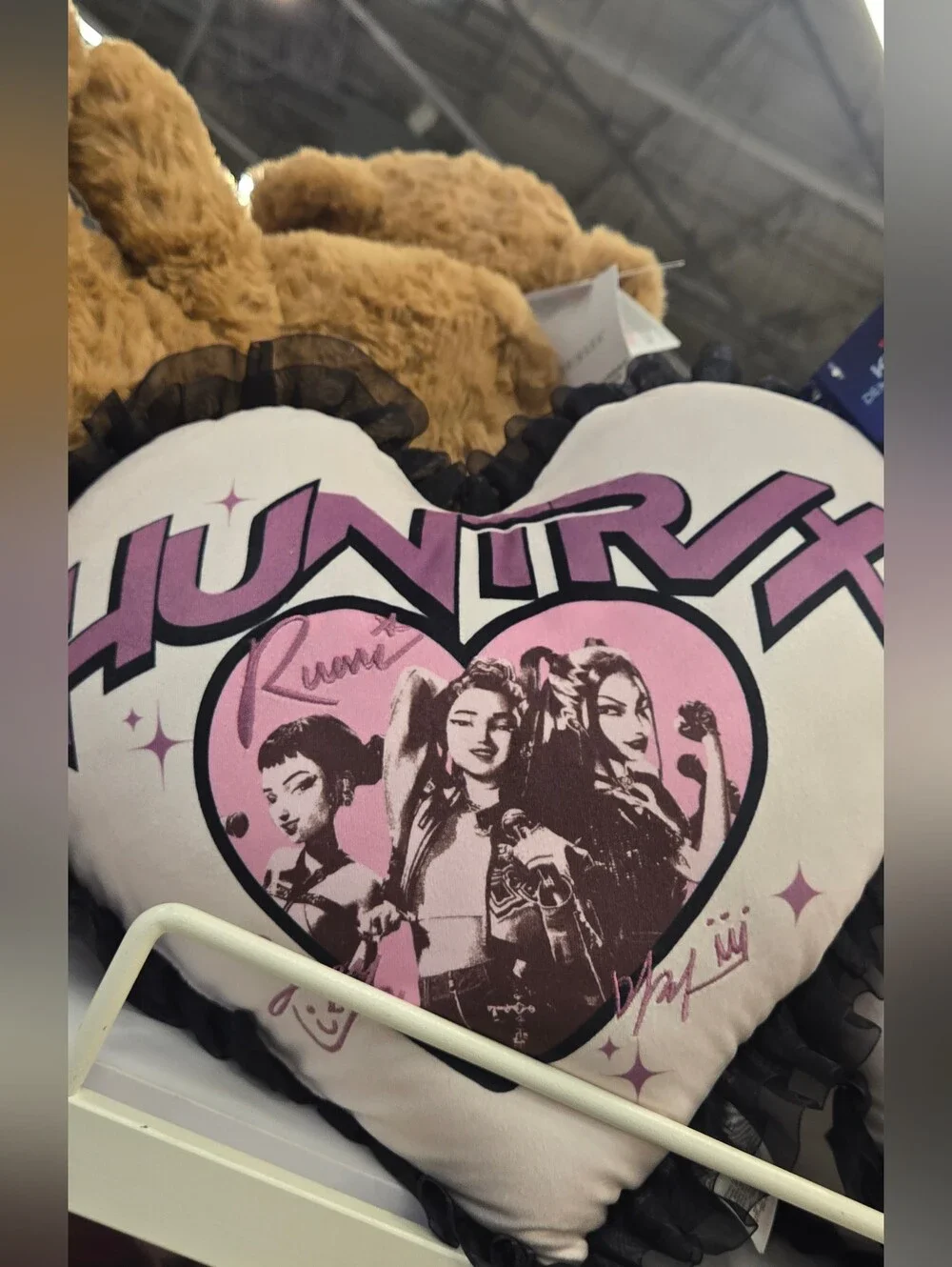 Kpop Demon Hunters HUNTR/X Heart Pillow Cushion, Pink, Purple, Primark